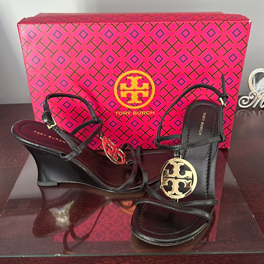 NEW Tory Burch capri miller wedge leather sandal NIB 6.5